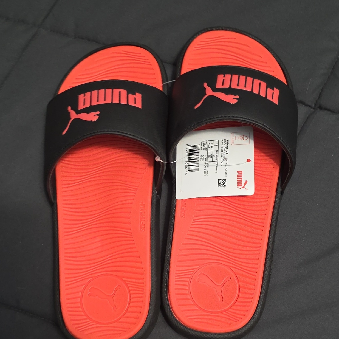 Puma Black And Orange Slides